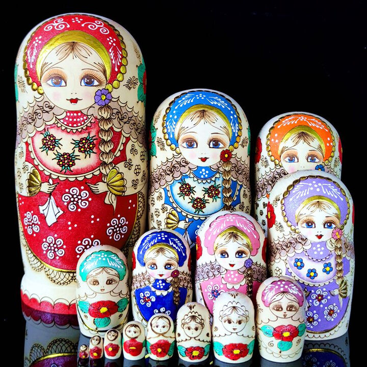 俄罗斯套娃十五层手绘手工木制品创意礼品15层抖音儿童玩具摆件木