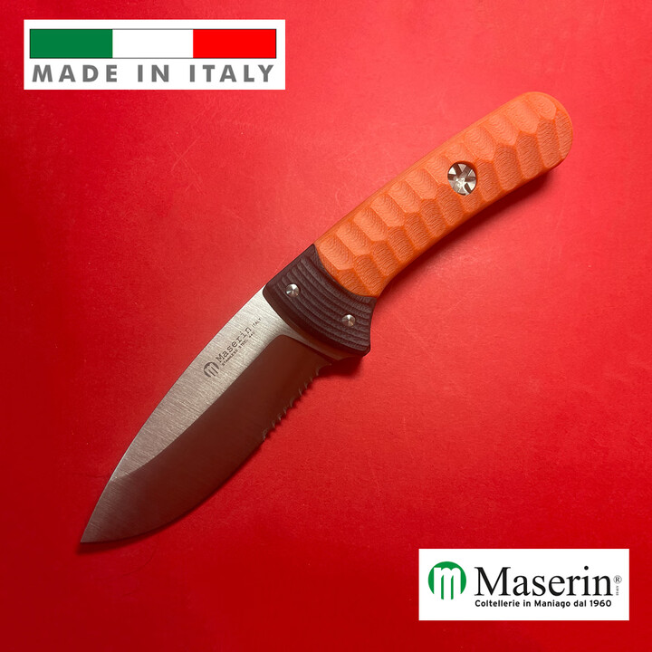 定制意大利进口MASERIN麦斯琳不锈钢半齿多功能户外露营刀水果刀