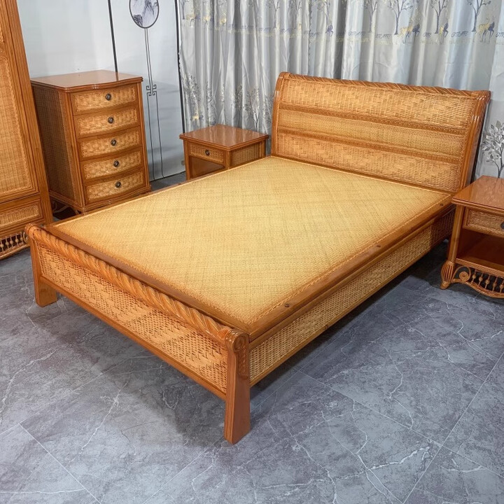 8米大床实木藤艺床 藤床家具 1.2米藤床一张