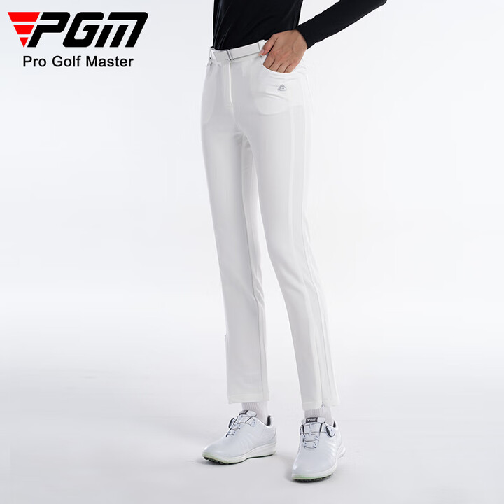 pgm新品高尔夫女士球裤夏季修身显瘦服装长裤弹力九分裤白色裤子xl