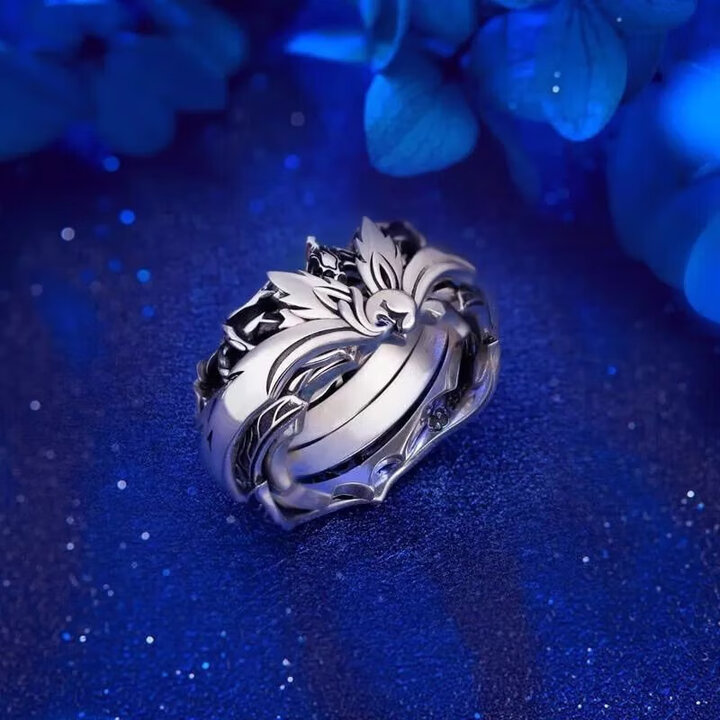 允茹兔年斗罗大陆戒指唐三魂环组合蓝银皇小舞武魂骨二次元魂环银 六