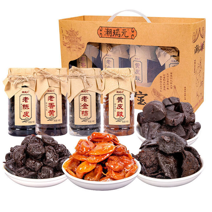 皇茅潮汕特产四宝老香黄金桔陈皮凉果传统制法可泡水喝 潮汕四宝600克