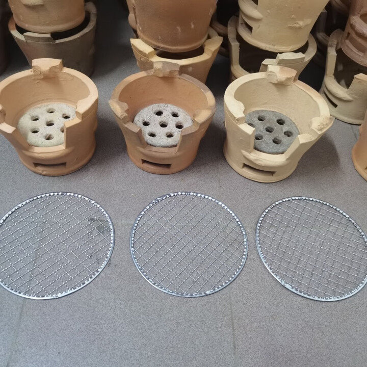 柏潮炭炉火锅炉传统手工土炉老式红泥炉瓦片烧烤泥炉围炉煮茶土陶商用 烤网3片