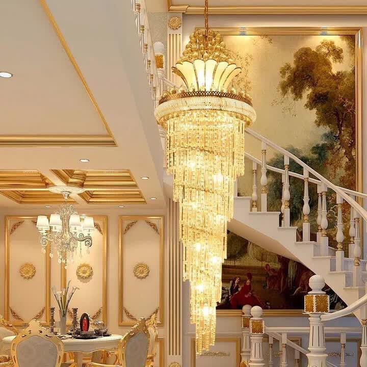 思洛迪 欧式水晶大吊灯复式楼客厅灯酒店大堂灯别墅旋转楼梯吊灯 直径55 高1米8 送三色LED光源【图片 价格 品牌 报价】-京东