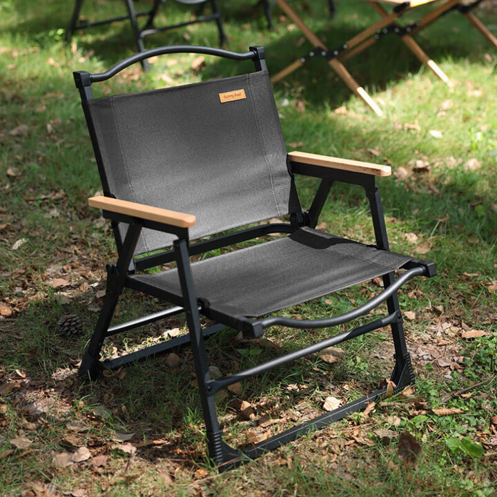 山扉户外便携克米特椅精致露营折叠凳钢管轻量化折叠椅 钢管黑色-单个装