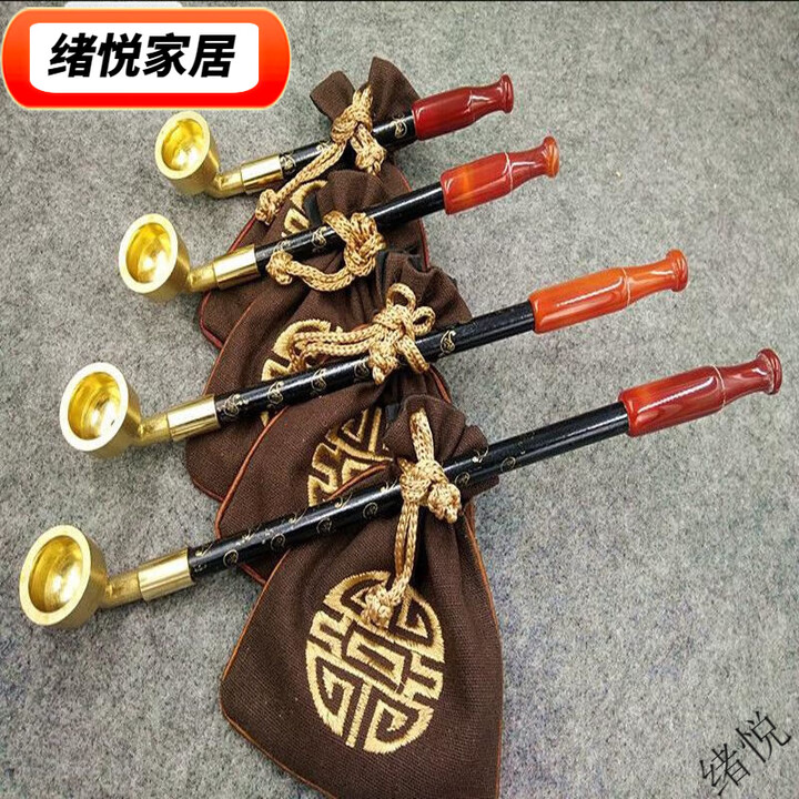 美克杰老式烟斗 传统烟袋锅旱烟袋 手工旱烟杆 黄铜烟锅子玛瑙烟嘴小巧 主图款/烟套非赠品 总长15厘米 红玛瑙嘴【图片 价格 品牌 报价】-京东
