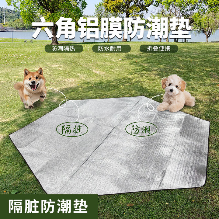 何大屋（Hodtown）户外防水防潮隔脏便携加厚野餐垫沙滩双面铝膜垫六角铝膜防潮垫  六角铝膜防潮垫 HDW1822 280*242