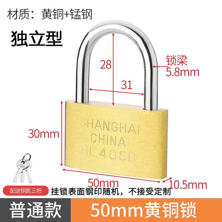 高着（GAOZHUO）黄铜挂锁 地球牌 加长挂锁特长长梁长柄长锁头家用大门挂锁柜