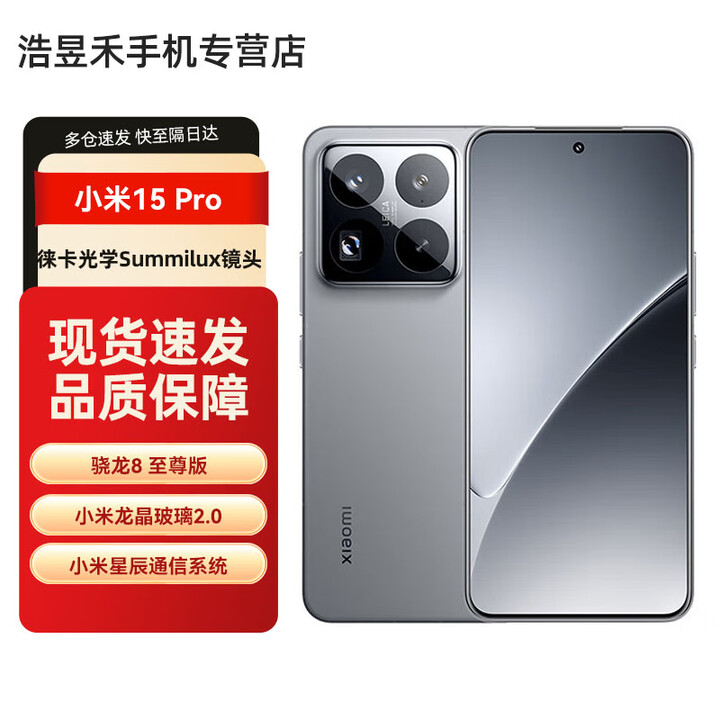 小米15Pro 徕卡光学Summilux高速镜头 骁龙8至尊版 小米龙晶玻璃2.0 澎湃OS 岩石灰 12GB+256GB