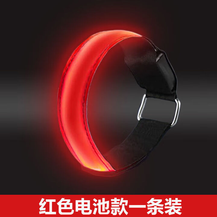 糜岚（MieLanat）【两条装】led发光臂带usb充电夜跑警示灯跑步夜光手臂灯反光装备 一条装红色电池款