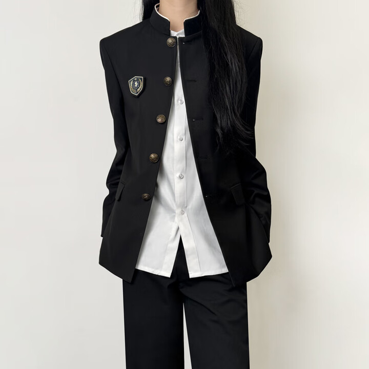 木村叔dk原创立领中山装春秋季学院风日系痞帅jk诘襟制服西服外套 女款诘襟 JXF -01黑色（仅上衣） S S【图片 价格 品牌 报价】-京东