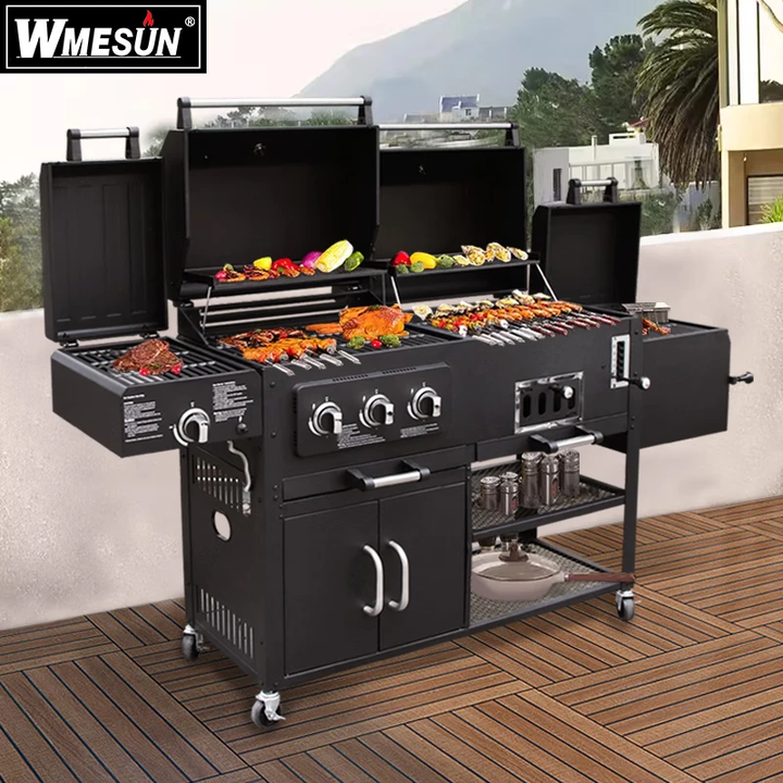 维黙昇 庭院烧烤炉家商用烧烤炉户外厨房木炭燃气美式BBQ烟熏炉烤肉炉 出口款升级柜体【标配套装】