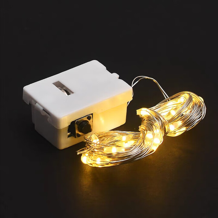 led灯带灯条网红小彩灯卧室房间氛围装饰礼盒花束带电池闪灯串灯 暖白1条 有电池带开关 每条1米10灯