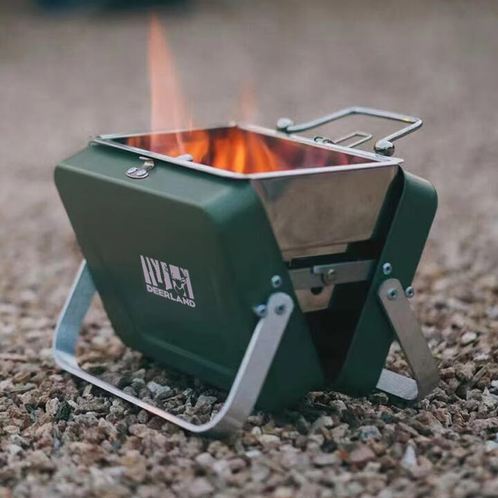 DEER LAND户外便携折叠烧烤炉家用迷你烧烤架小型 绿色中号烤炉