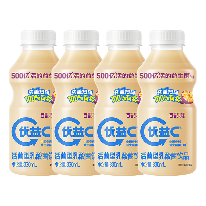 蒙牛（MENGNIU）优益C活菌型乳酸菌饮品0脂益生菌百香果...