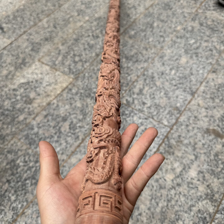 旭杉斯手感佳紫檀木盘龙棍太极棍迷你音乐盘龙指挥棒送礼学生戒尺 长度一米二直径4.0红檀香九龙【图片 价格 品牌 报价】-京东
