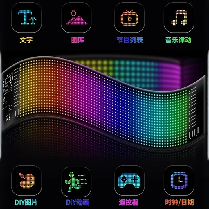 软膜显示屏LED柔性屏软屏APP蓝牙广告屏超薄防水DIY店招屏 高7CM*宽17CM手机APP+遥控器