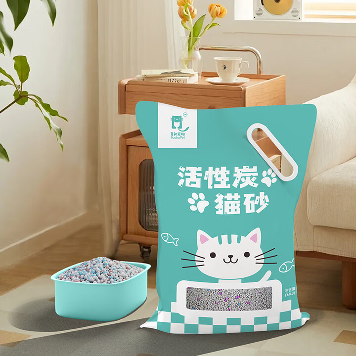 复初猫砂膨润土混合活性炭除臭不粘底无I尘强吸水用量省易结团猫...