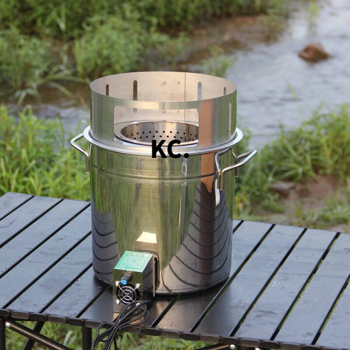 靠森（Kaooseen）柴火灶无烟灶不锈钢加厚农村家用灶新款大防风罩柴火炉便捷柴火炉 防风罩款炉子一个不带鼓风机