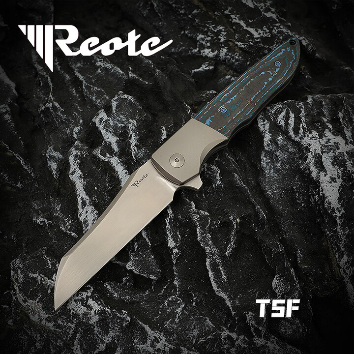 REATE瑞特 公羊 TSF 高端野营户外生存折叠刀收藏送礼送男朋友 黑蓝柄银色刃