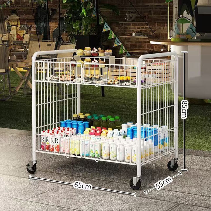 靠森（Kaooseen）摆摊小推车可折叠夜市地摊移动促销车零食三明治寿司甜品蛋糕 白色小号_65*55*852寸滑轮