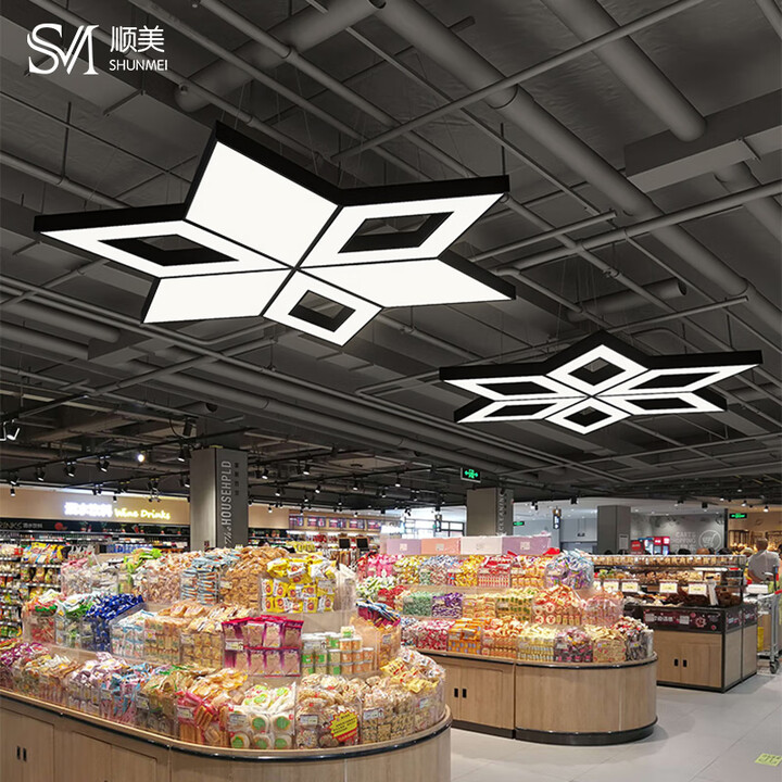 顺美LED组合异形造型灯办公室健身房六边形圆形Y形健身房工业风吊灯 菱形造型直径1.2米【图片 价格 品牌 报价】-京东