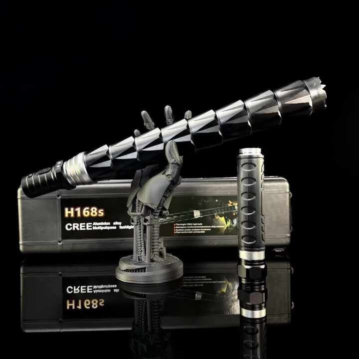 H168工具盒手电筒高端铝合金手电户外登山露营夜行垂钓必备防身 黑色 H168礼盒版