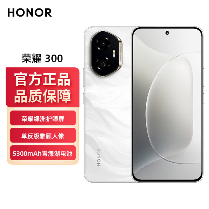 荣耀300 新品5G手机 AI旅拍 超薄小直屏 手机荣耀 100W快充 玉龙雪 16GB+512GB