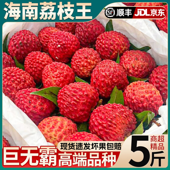 三萌果蔬海南荔枝王超大果【JD顺丰-多地隔日达】新鲜当季水果礼盒送礼 大果【11-13个/斤】 5斤精选装【80%人选-超划算】净4斤【图片 ...