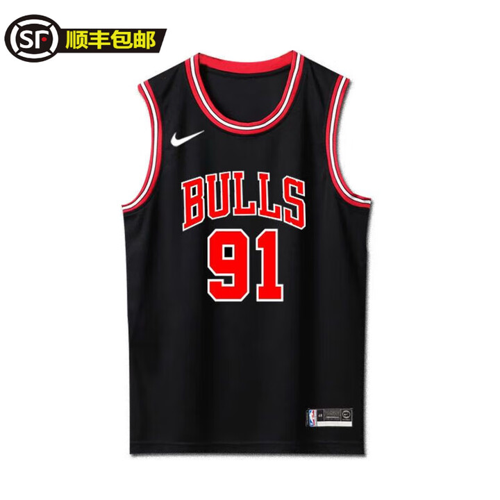 NBA VIBE公牛队球衣23号篮球服套装1号罗斯比赛队服男女生夏季定制篮球衣 公牛黑上衣:91罗德曼 2XL(身高170-175)【图片 ...
