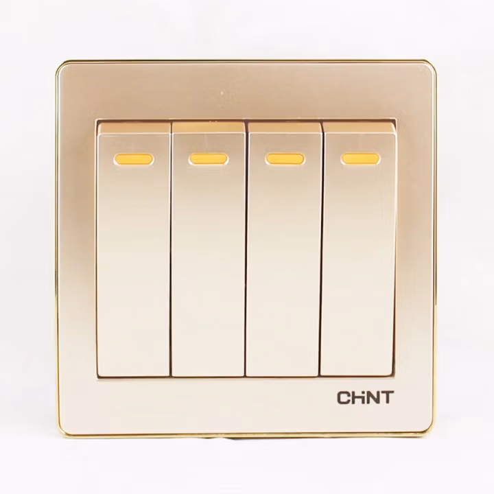 正泰开关插座 五孔插座 二三插 钢架墙壁开关插座面板 NEW7L香槟金色 四开单