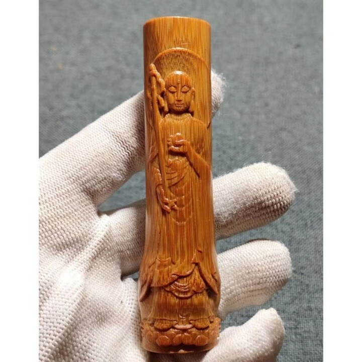春生秋收竹刻实心竹雕刻手把件玉竹雕刻文玩老料高密度精工浅浮雕实心玉竹 地藏王菩萨【图片 价格 品牌 报价】-京东