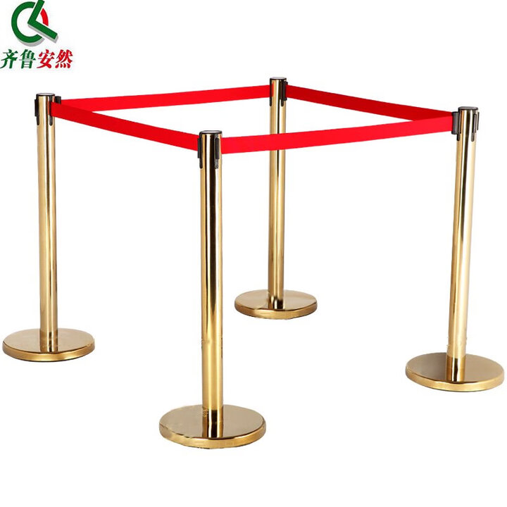 不锈钢伸缩围栏银行柱隔离栏杆警戒线隔离带道 烤漆 金色
