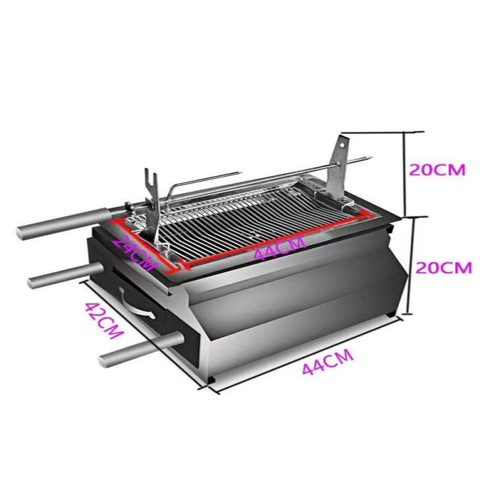 Camasi木炭不锈钢无烟烧烤炉家用烤羊腿炉子商用自助烤肉烤羊排保温烧烤 加大双层加厚镶嵌式