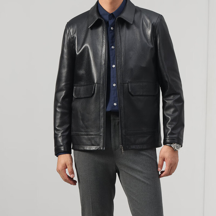 凡客诚品(VANCL)凡客绵羊皮翻领真皮皮衣C款男款外套皮夹克 黑色 2XL【图片 价格 品牌 报价】-京东