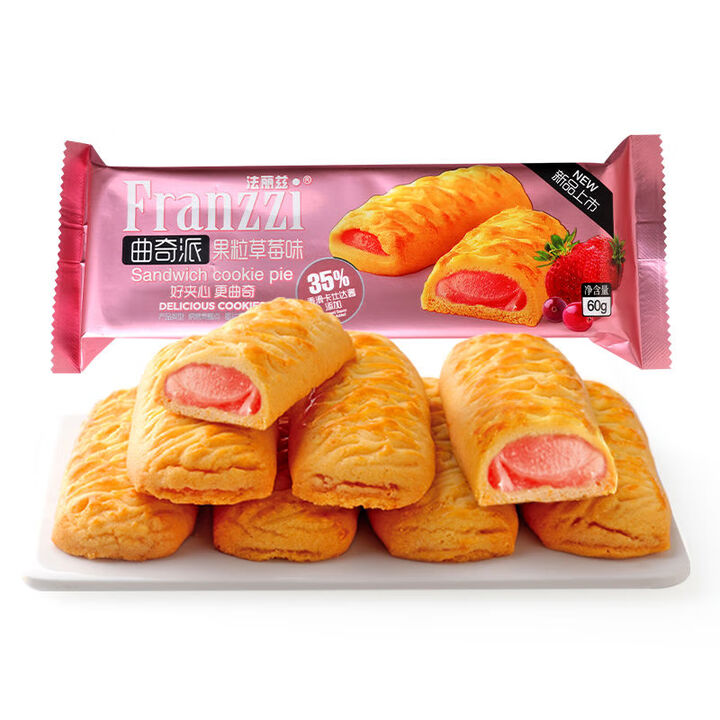 法丽兹(Franzzi)法丽兹招牌夹心曲奇组合巧克力味休闲小零食饼干食品下午茶 果粒草莓味曲奇派60g【图片 价格 品牌 报价】-京东