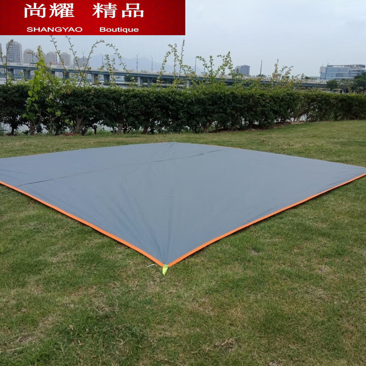 糜岚（MieLanat）户外加厚便携超大防潮地席 耐磨地垫遮阳棚天幕野餐地垫 浅灰色(3米*4米)地席+地钉