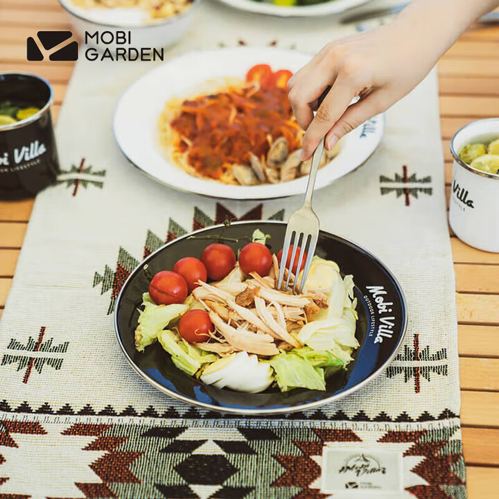 牧高笛（MOBIGARDEN）【京东奥莱】搪瓷盘 户外露营野餐复古釉面果盘餐盘搪瓷盘 夜宴黑