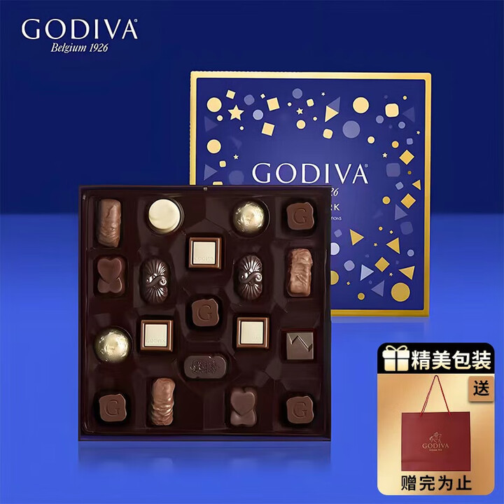 【歌帝梵（Godiva）19颗盒装】歌帝梵（Godiva）流金巧克力礼盒 19颗215g 送男女友 生日礼物 新年礼物【行情 报价 价格 评测】-京东