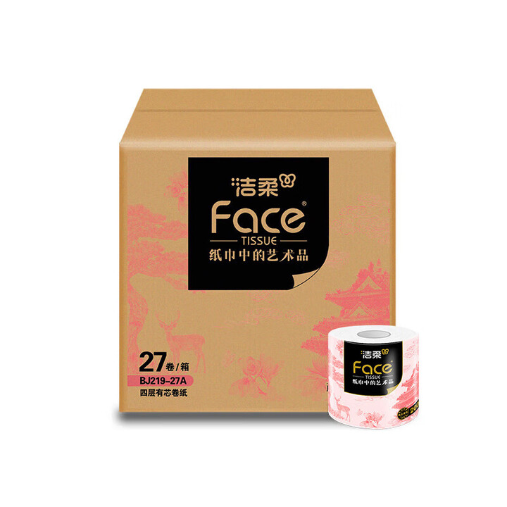 【洁柔4层200g*27卷】洁柔卫生纸(锦绘芳华有芯)200g4层(27卷装)BJ219—27A【行情 报价 价格 评测】-京东