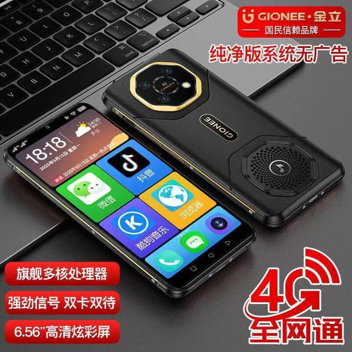 金立（Gionee）GX顶配不卡三防老人智能机大字大音量老年机备用外卖货车快递 黑色128G无广告 官配（手机+充电器+手机壳+钢化膜）
