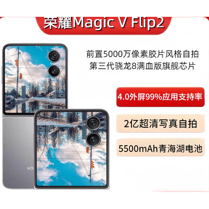荣耀（HONOR）Magic V Flip2 展样机 折叠屏手机 第三代骁龙 8 5500mAh 青海湖电池 正品赠运费险详情咨询客服 月影白 12GB+512GB_