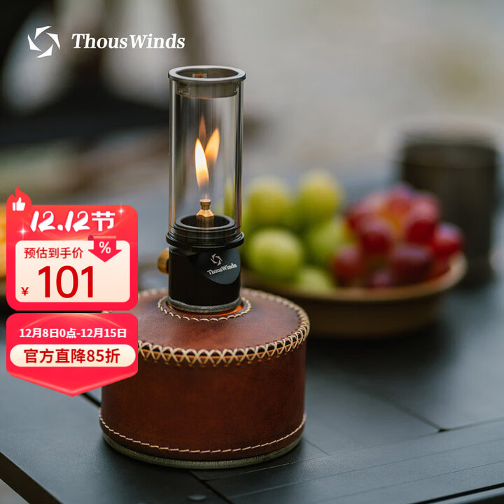 THOUS WINDS千风户外直筒气灯露营氛围灯瓦斯燃气灯照明灯营地帐篷灯野外烛灯 银色直筒透明气灯