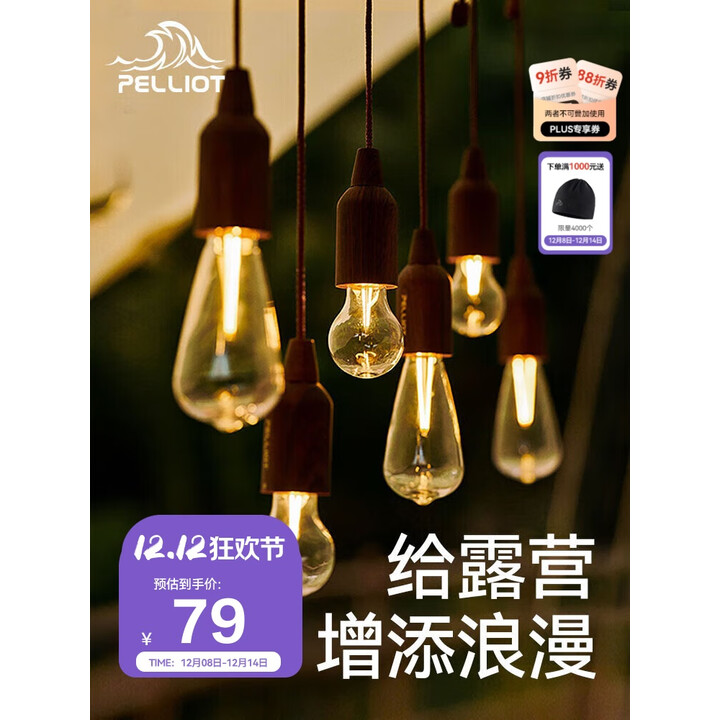 伯希和（Pelliot）户外拉绳露营帐篷灯野营应急照明天幕氛围奶泡灯USB款16202908