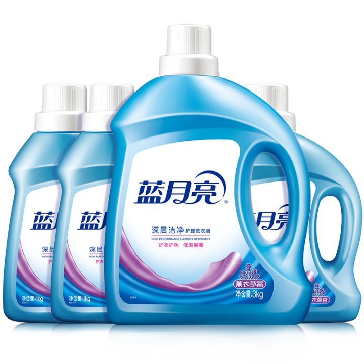 蓝月亮 深层洁净洗衣液 薰衣草香 3kg瓶+1kg瓶*3全瓶...