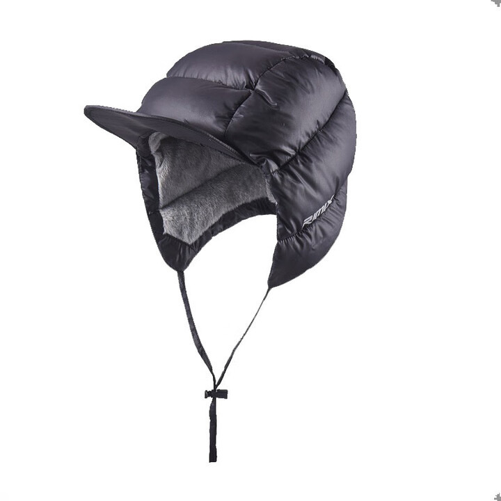 rimix RIMIX户外帽檐鸭绒帽 登山舒适保暖帽羽绒防冻防护超轻便携骑行帽 黑色