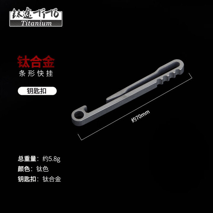 钛途（TITO TITANIUM）钛合金快挂钥匙扣条形快挂汽车钥匙扣男士EDC旅行户外挂扣便携扣 条形快挂-钛色