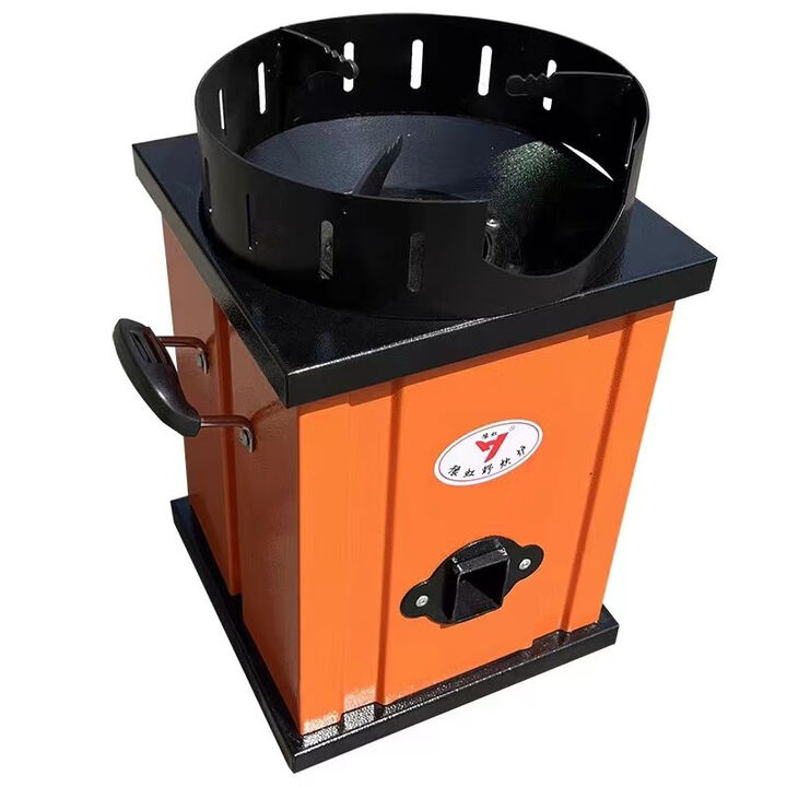 便携式户外自驾柴火灶露营野炊烤火取暖烧水气化炉无烟燃烧气化炉 便捷式野炊炉（橘色）送六大配件