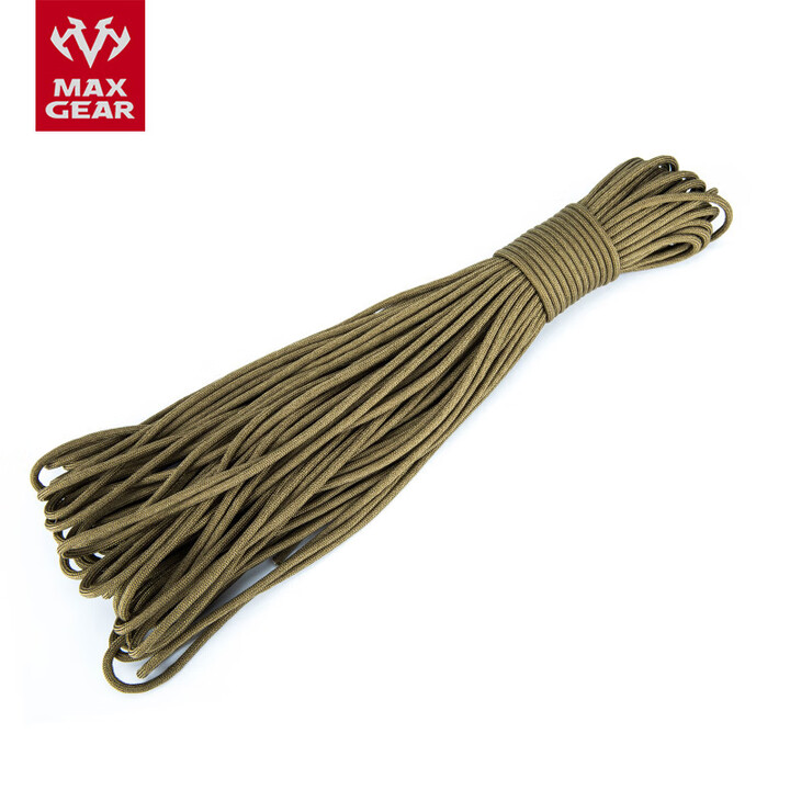 MAXGEAR 7芯550伞绳 户外捆扎绳子逃生绳失手绳安全绳工具绳编织绳晾衣绳 狼棕色（30M）