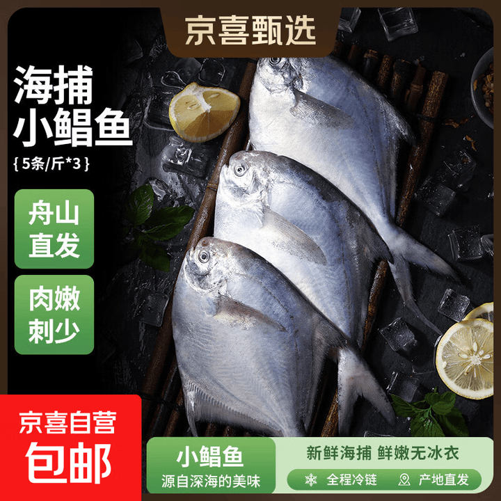 舟山野生银鲳鱼昌鱼平鱼海捕深海东海白鲳鱼新鲜冷冻 500g*3-小鲳鱼(5条)/斤【图片 价格 品牌 报价】-京东